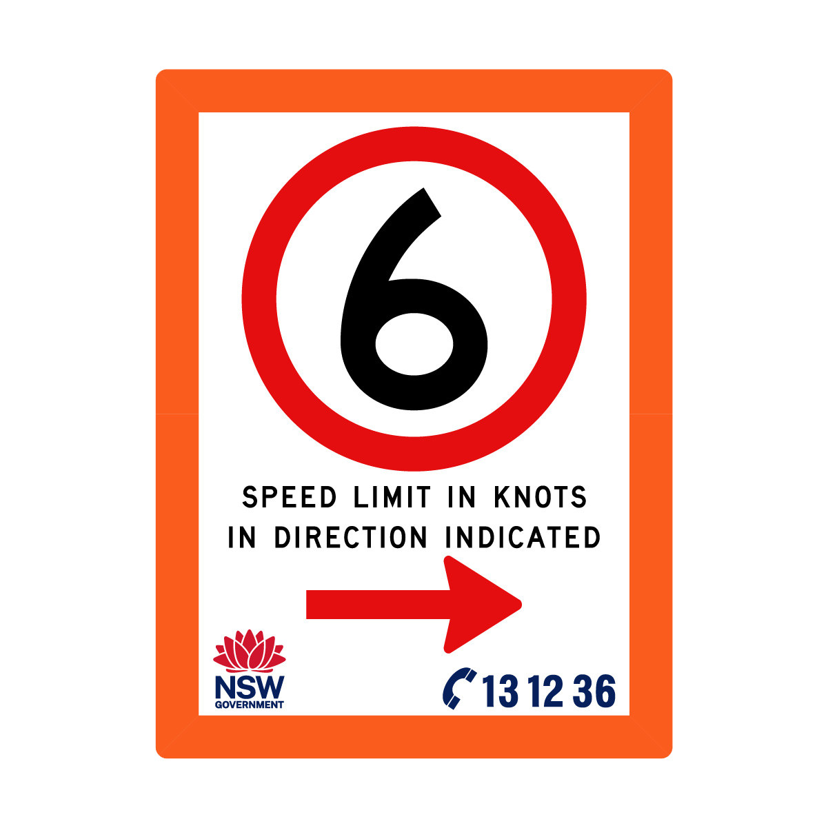 Speed Limit in Knots with Fluro Orange Border 1800mm x 2400mm