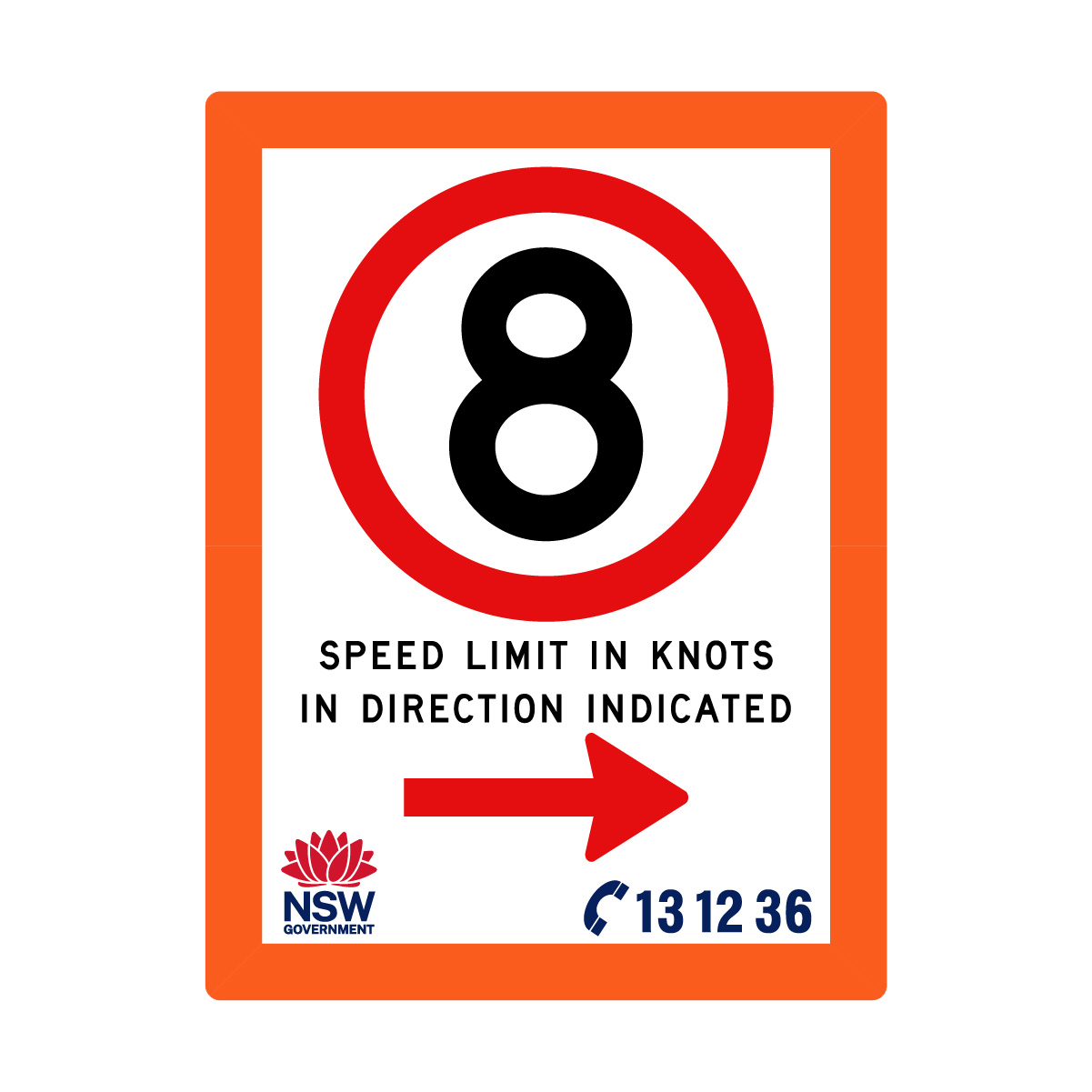 Speed Limit in Knots with Fluro Orange Border 1800mm x 2400mm