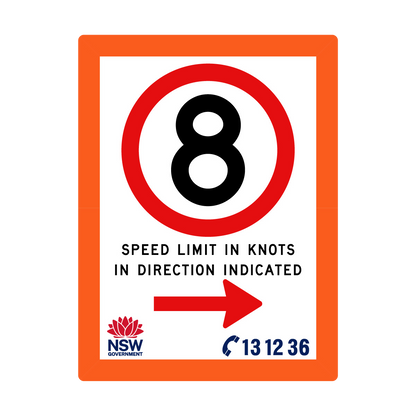 Speed Limit in Knots with Fluro Orange Border 1800mm x 2400mm