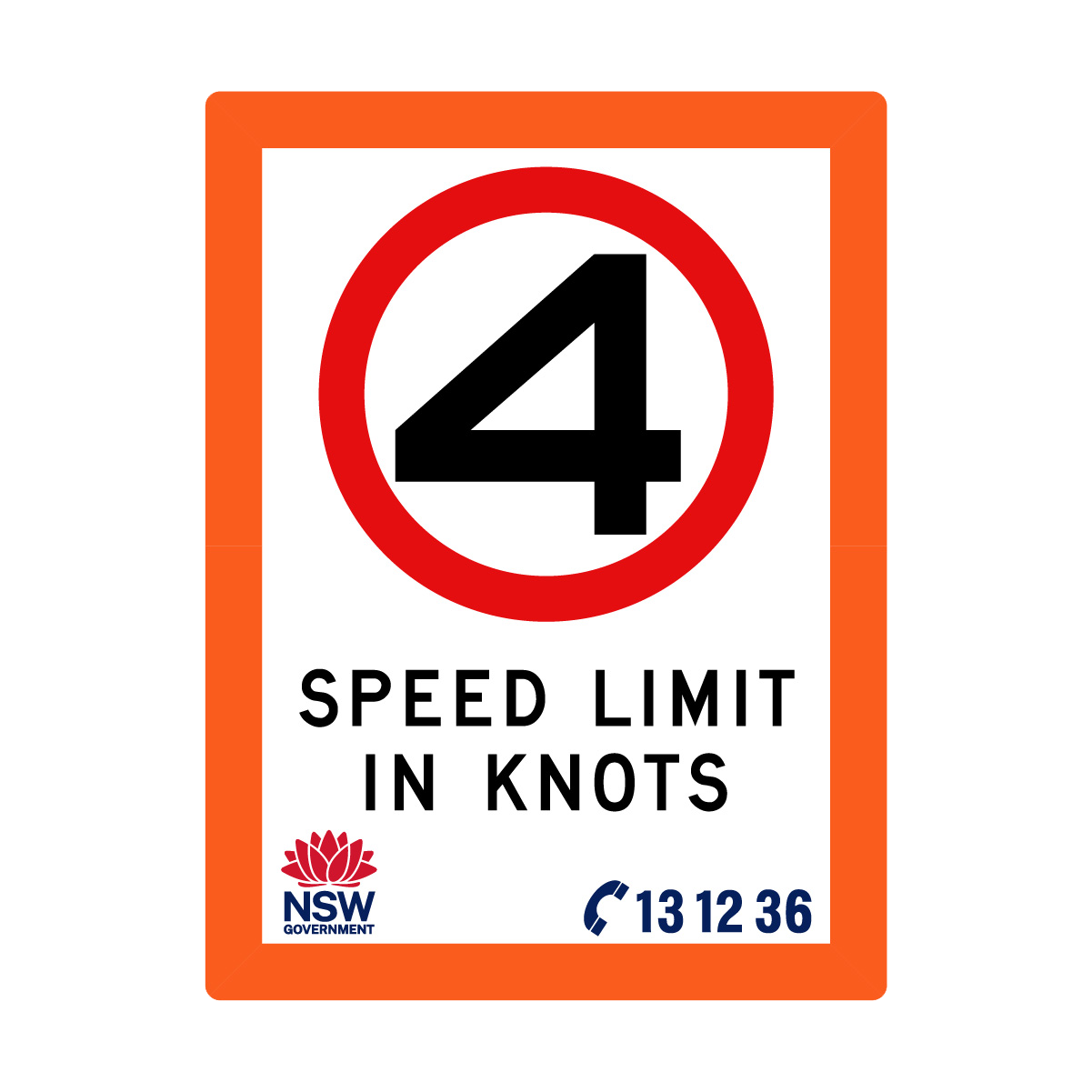 Speed Limit in Knots with Fluro Orange Border 1800mm x 2400mm