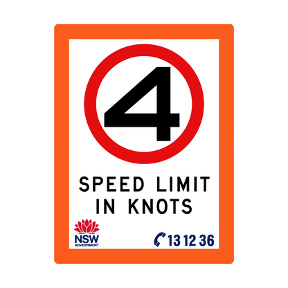 Speed Limit in Knots with Fluro Orange Border 1800mm x 2400mm