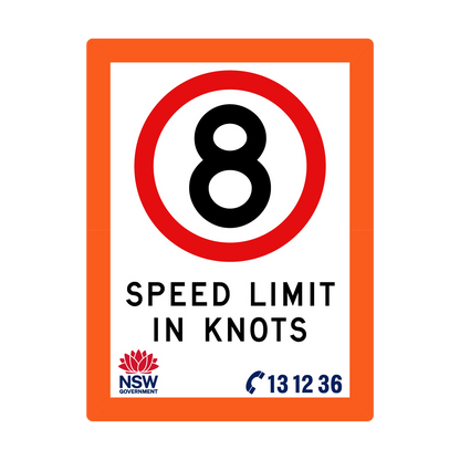 Speed Limit in Knots with Fluro Orange Border 1800mm x 2400mm