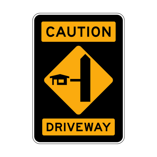 Caution: Driveway Left Sign - Straight Symbol