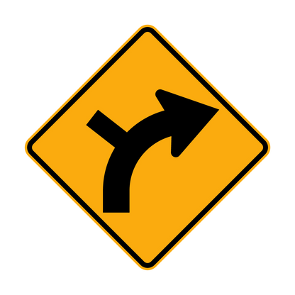 Warning: Curved Road Side Road Sign