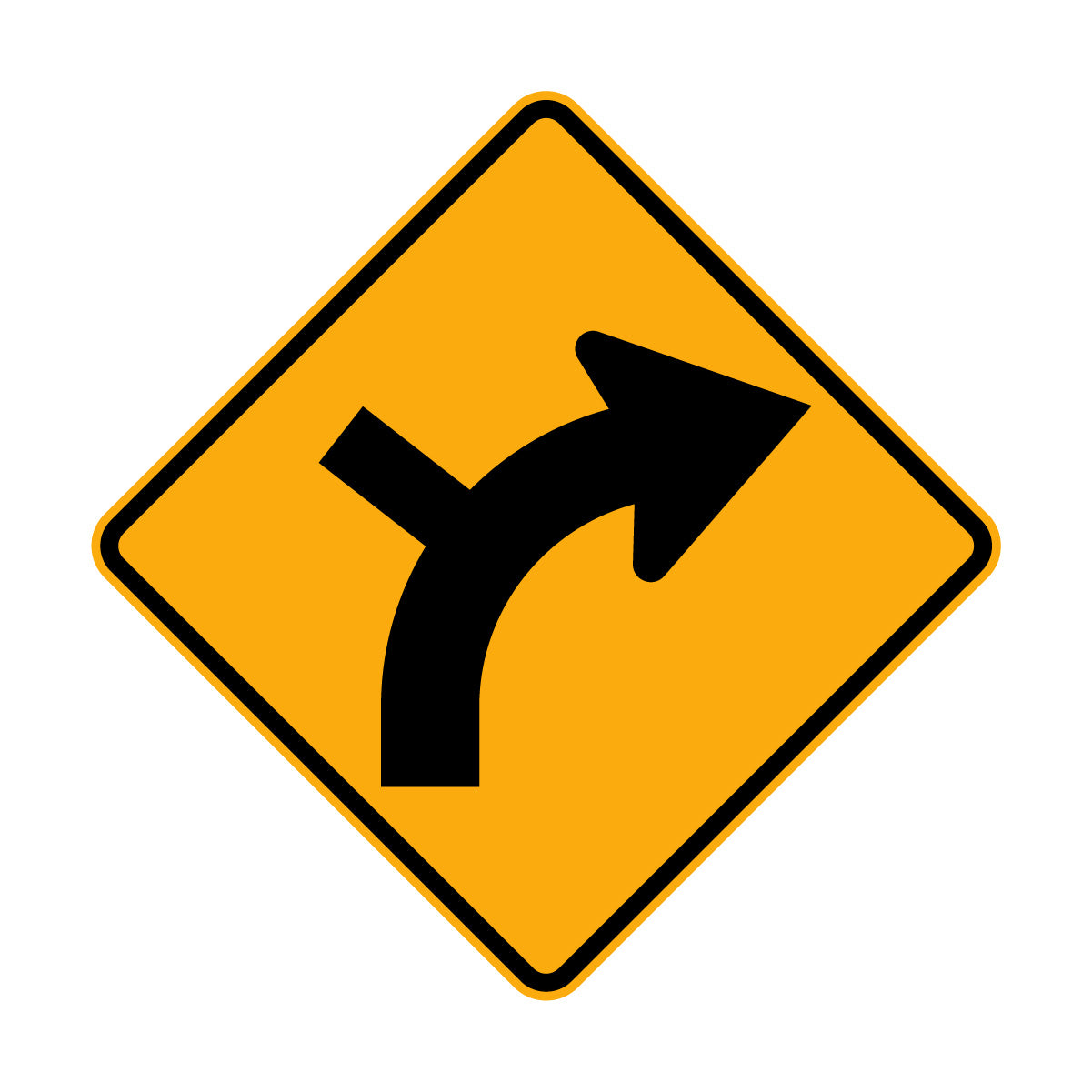 Warning: Curved Road Side Road Sign