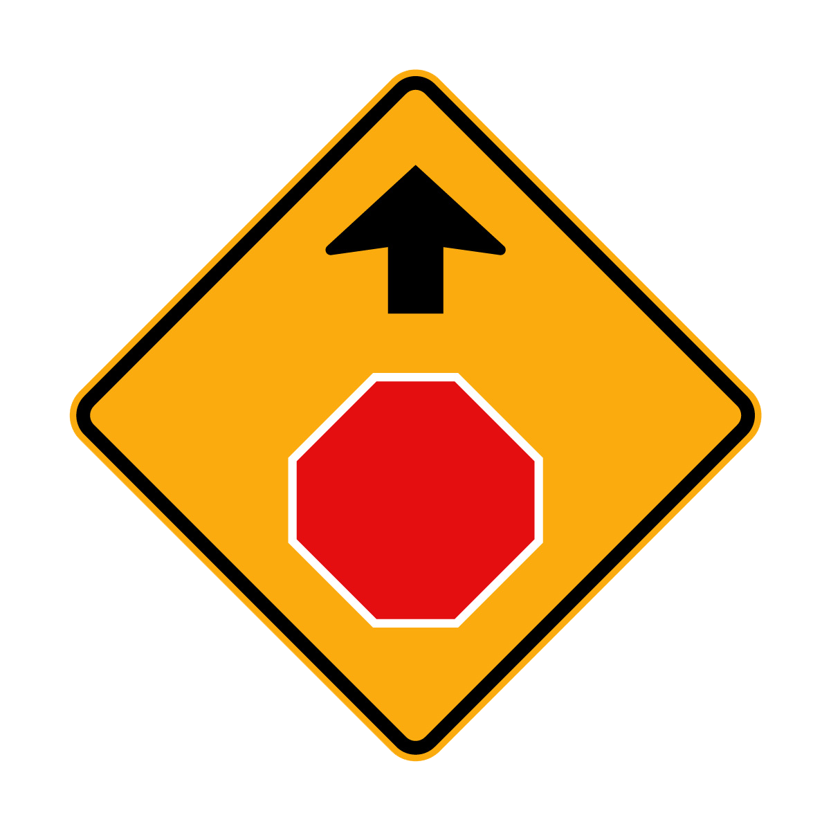 Warning: Stop Sign Ahead Sign