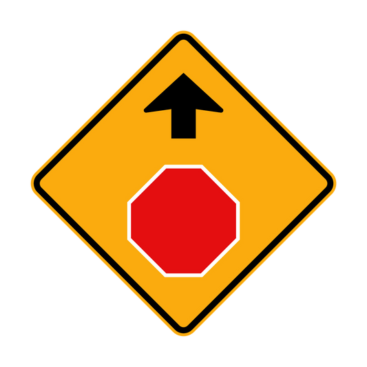 Warning: Stop Sign Ahead Sign