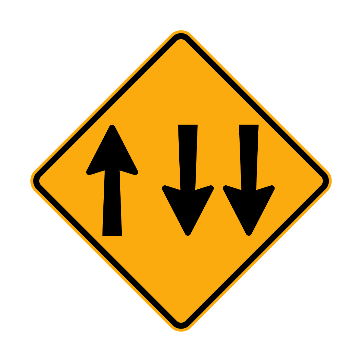 Warning: Two Lanes On Right Sign