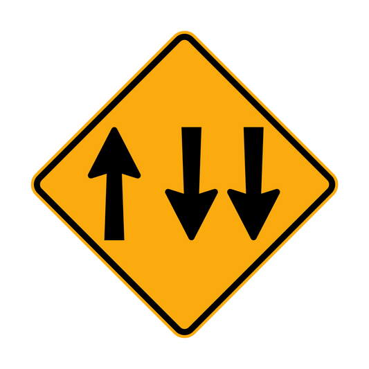 Warning: Two Lanes On Right Sign