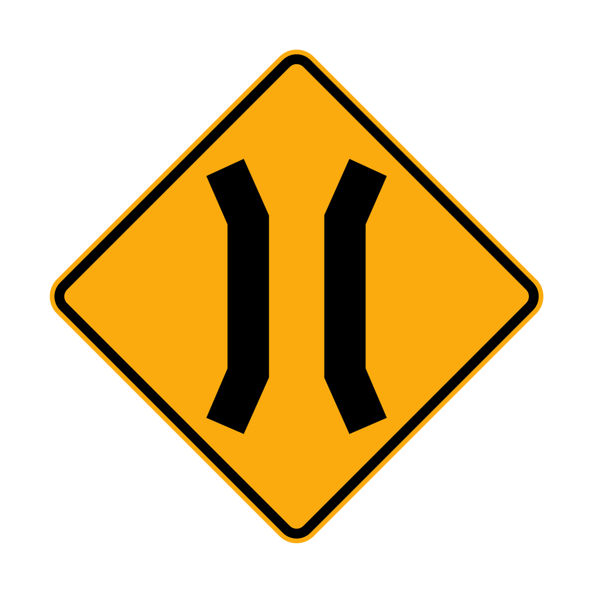 Narrow Bridge Sign Warning: Narrow Bridge Sign