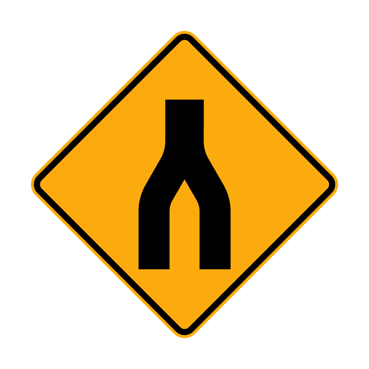 Warning: End Divided Road Sign