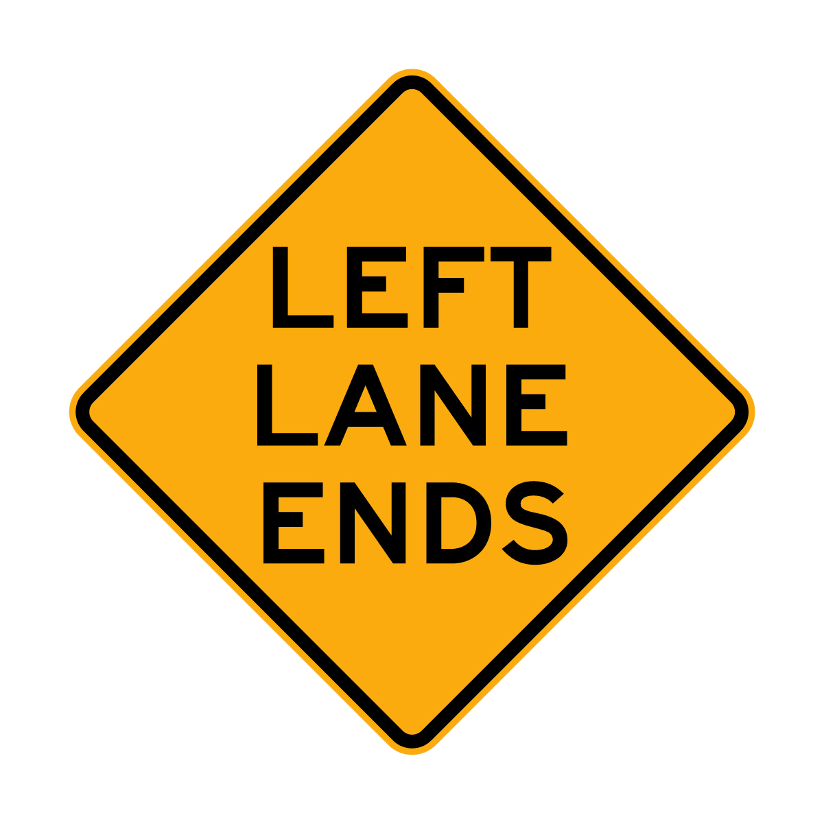 Warning: Left Lane Ends Sign