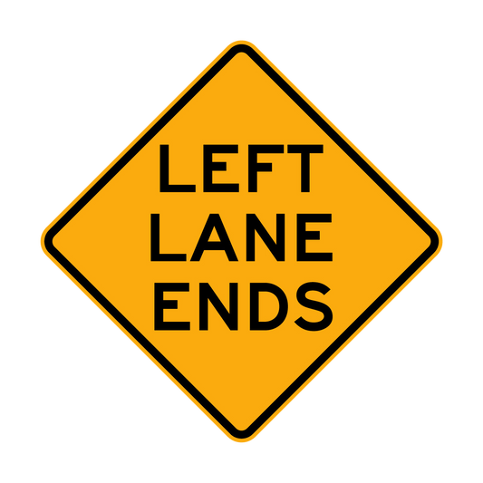 Warning: Left Lane Ends Sign