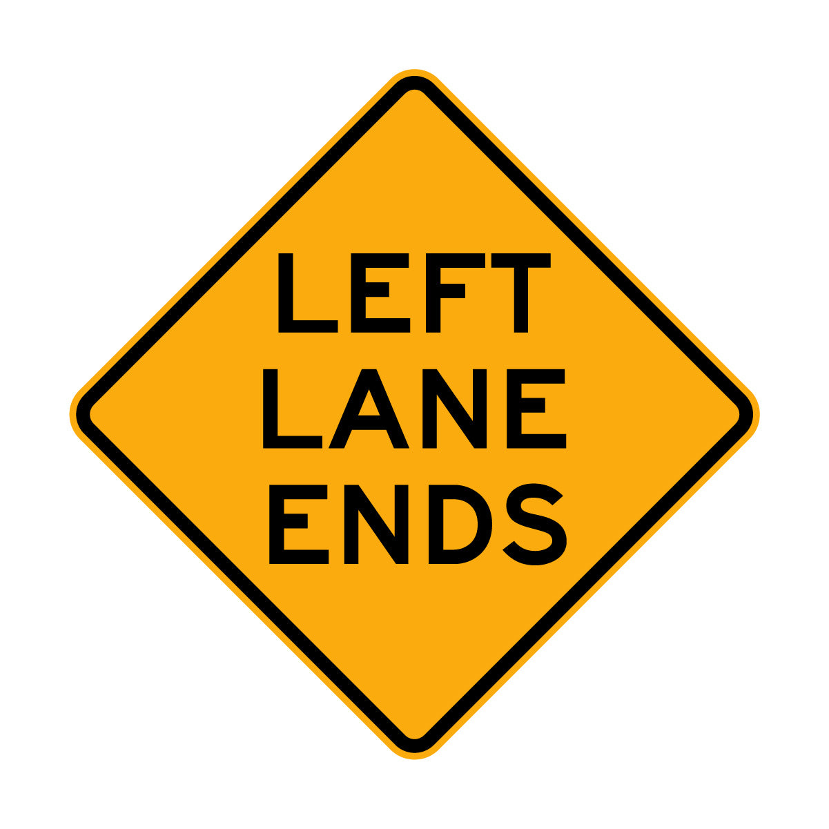 Warning: Left Lane Ends Sign