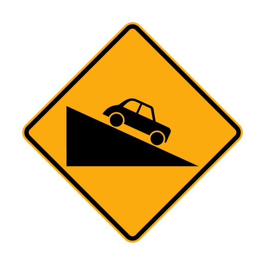 Warning: Steep Descent Sign