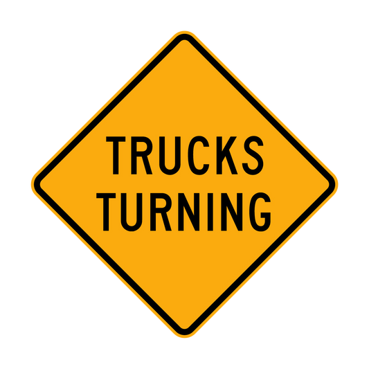 Warning: Trucks Turning Sign