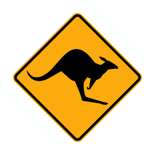 Warning: Kangaroos Ahead Sign