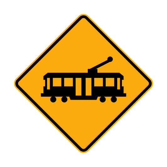 Warning: Tram Sign