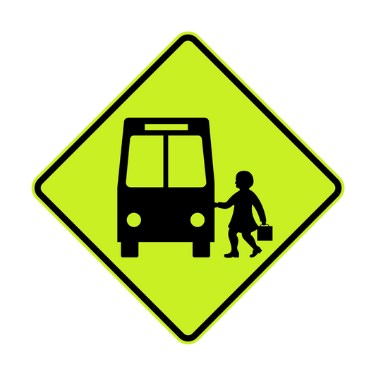 Warning: School Bus Sign - Front View