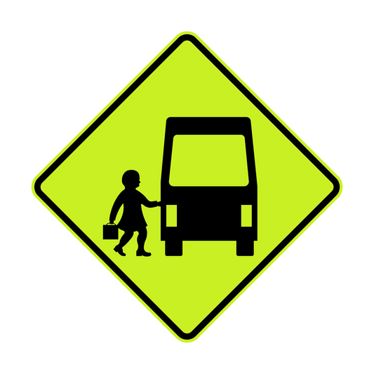 Warning: School Bus Sign - Rear View