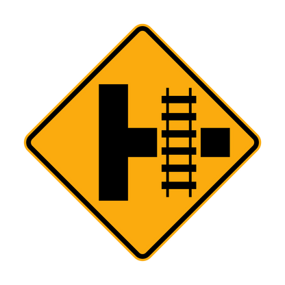 Warning: Rail Crossing On Side Road Left & Right Sign