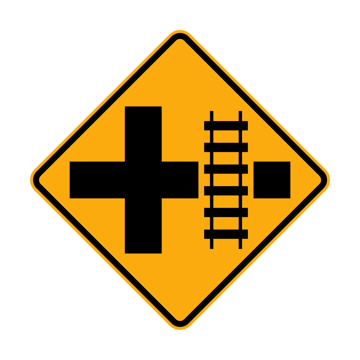 Warning: Rail Crossing On Side Road Left & Right Sign – HIVIS