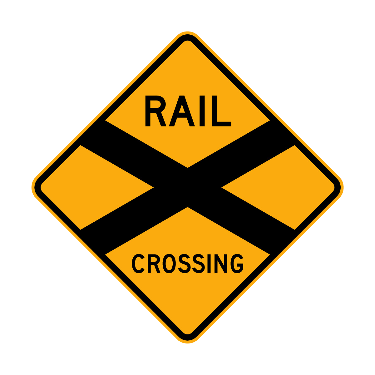 Warning: Rail Crossing Sign