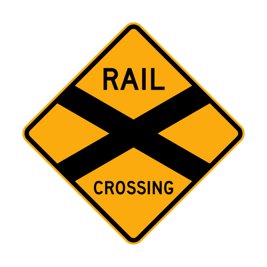 Warning: Rail Crossing Sign