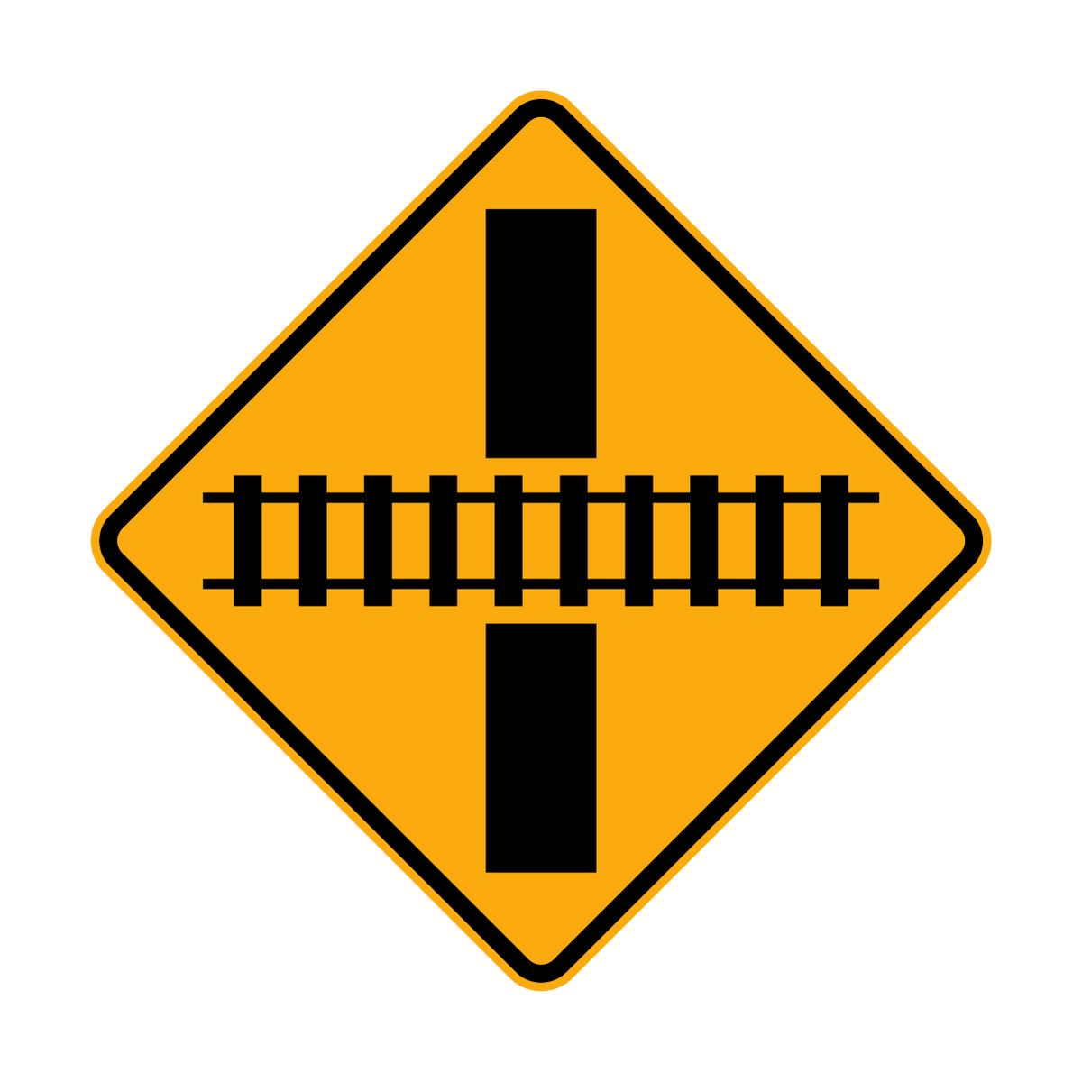 Continuous Tracks Sign Warning: Railtrack Crossing Sign