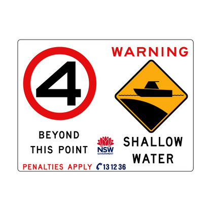 Warning Shallow Water (Symbol) and Speed Limit In Knots