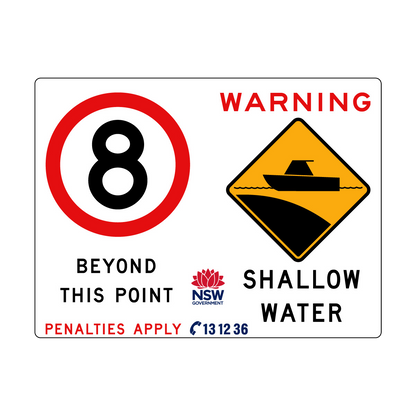 Warning Shallow Water (Symbol) and Speed Limit In Knots