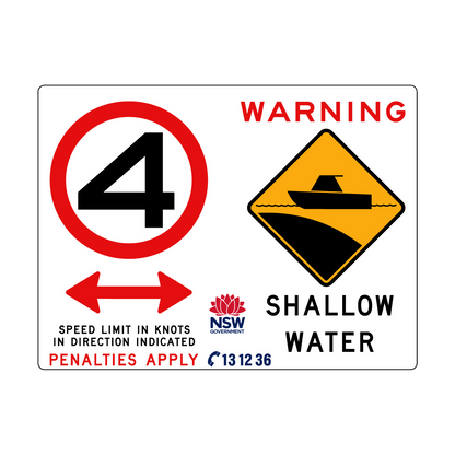 Warning Shallow Water (Symbol) and Speed Limit In Knots