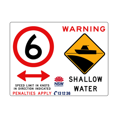 Warning Shallow Water (Symbol) and Speed Limit In Knots