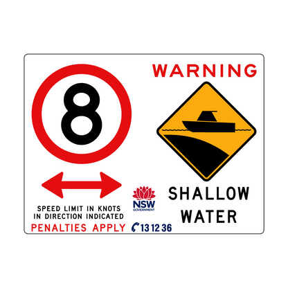 Warning Shallow Water (Symbol) and Speed Limit In Knots