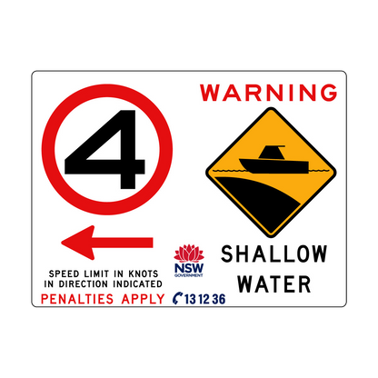 Warning Shallow Water (Symbol) and Speed Limit In Knots