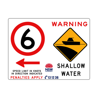 Warning Shallow Water (Symbol) and Speed Limit In Knots