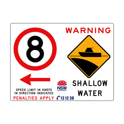 Warning Shallow Water (Symbol) and Speed Limit In Knots