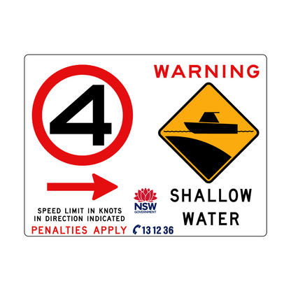 Warning Shallow Water (Symbol) and Speed Limit In Knots