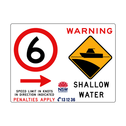 Warning Shallow Water (Symbol) and Speed Limit In Knots