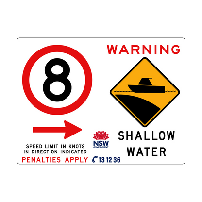 Warning Shallow Water (Symbol) and Speed Limit In Knots