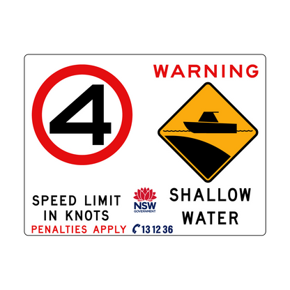 Warning Shallow Water (Symbol) and Speed Limit In Knots