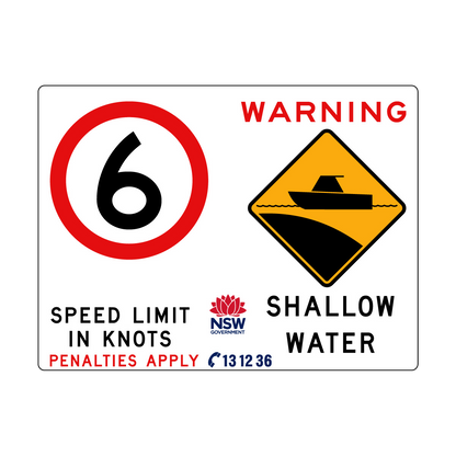 Warning Shallow Water (Symbol) and Speed Limit In Knots