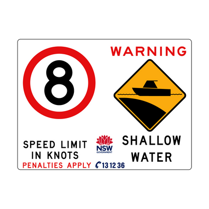 Warning Shallow Water (Symbol) and Speed Limit In Knots