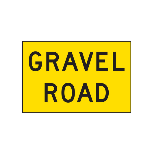 Warning: Gravel Road Sign