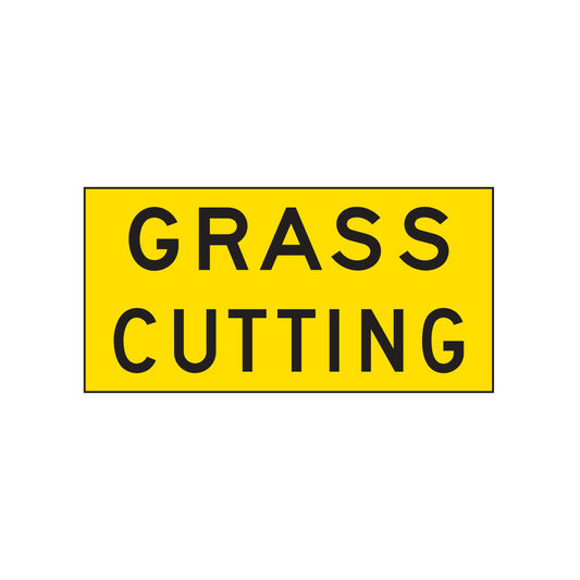 Warning: Grass Cutting Sign