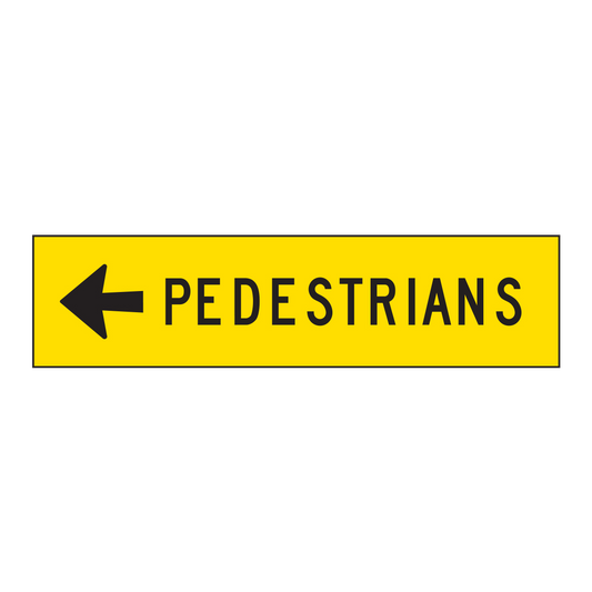 Warning: Pedestrians Left Sign - Aluminium