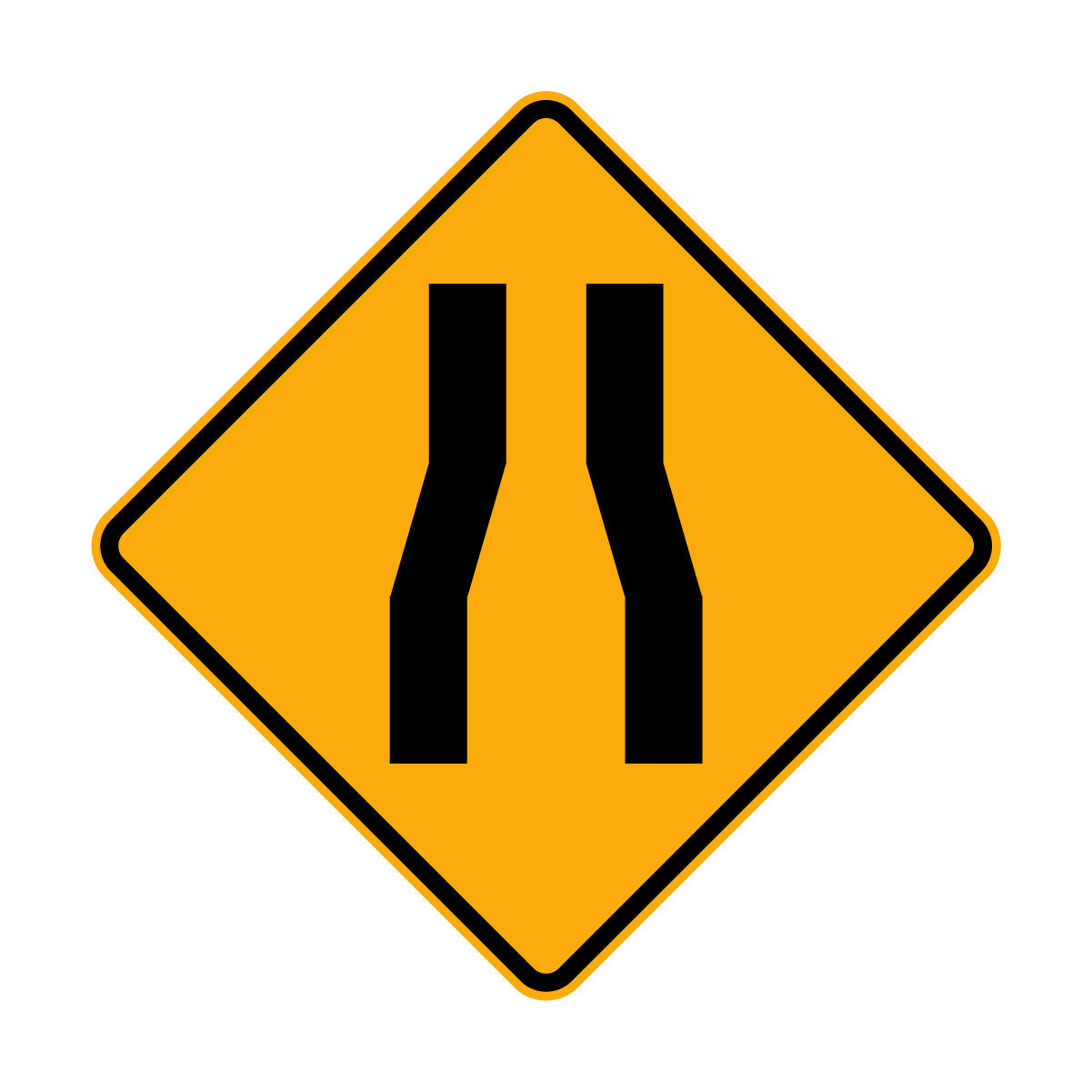Warning: Road Narrows Sign