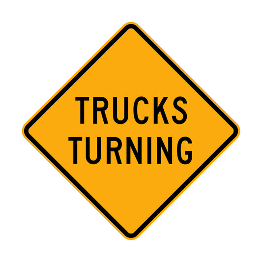 Warning: Trucks Turning Sign