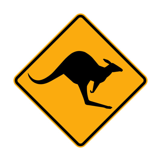 Warning: Kangaroos Ahead Sign