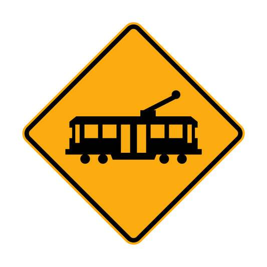 Warning: Tram Sign